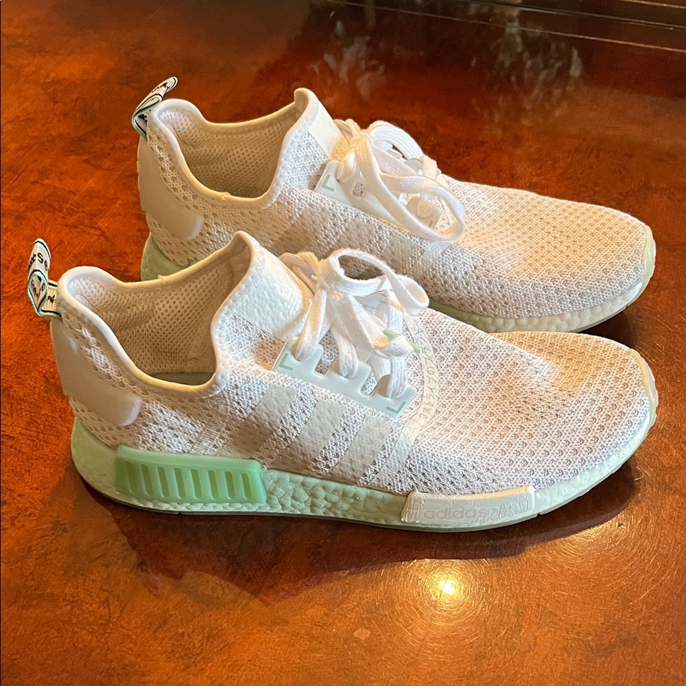 Adidas NMD White and Mint Sneakers